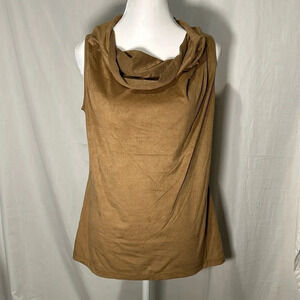 women's tan / light brown faux suede / micro suede sleeveless Worthington top